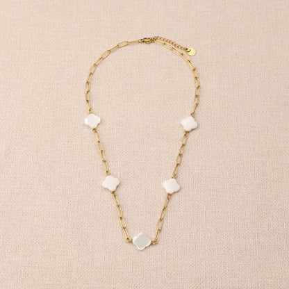 Orelise Big Mother-Of-Pearl Clovers Necklace