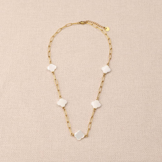 Orelise Big Mother-Of-Pearl Clovers Necklace