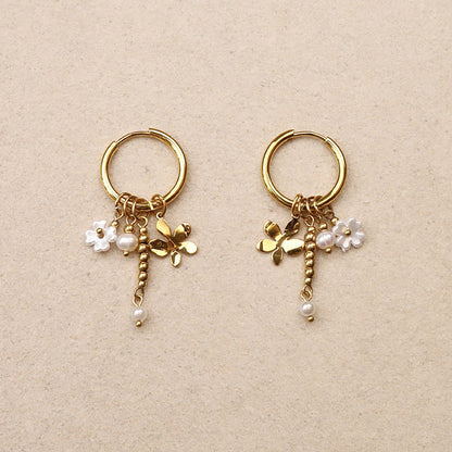Calixta Creole Flowers Pearl Earrings