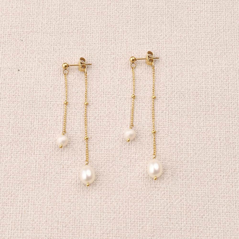 Ephyre 2 Chains Pearls Earrings