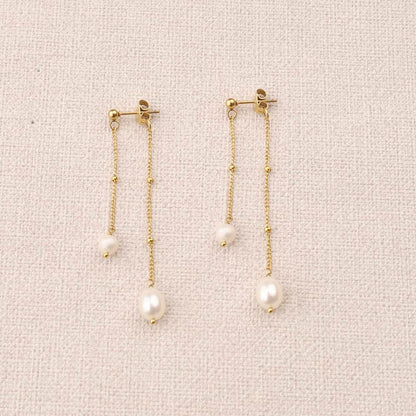 Ephyre 2 Chains Pearls Earrings
