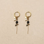 Lyseana Creole Star Pearl Chain Earrings