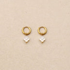 pearly white clover mini hoop earrings