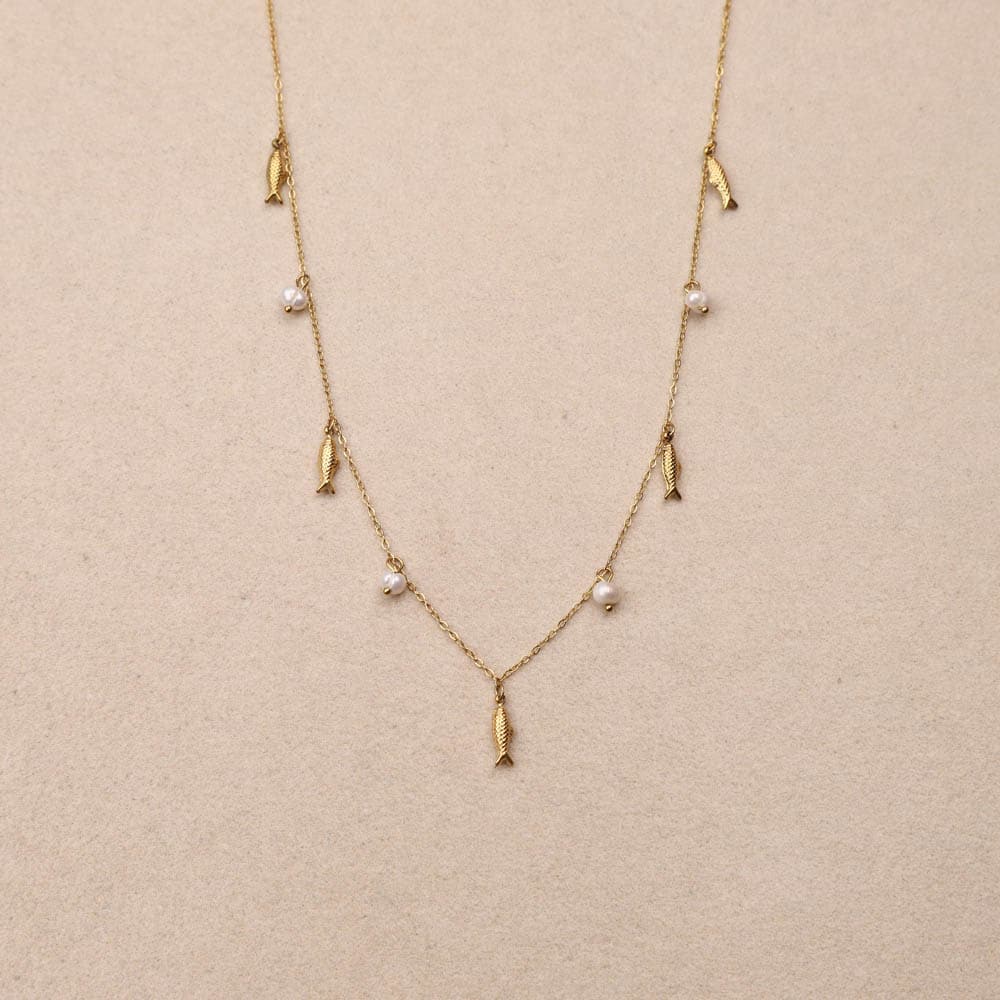 Syrene Pearl fish Charms Necklace
