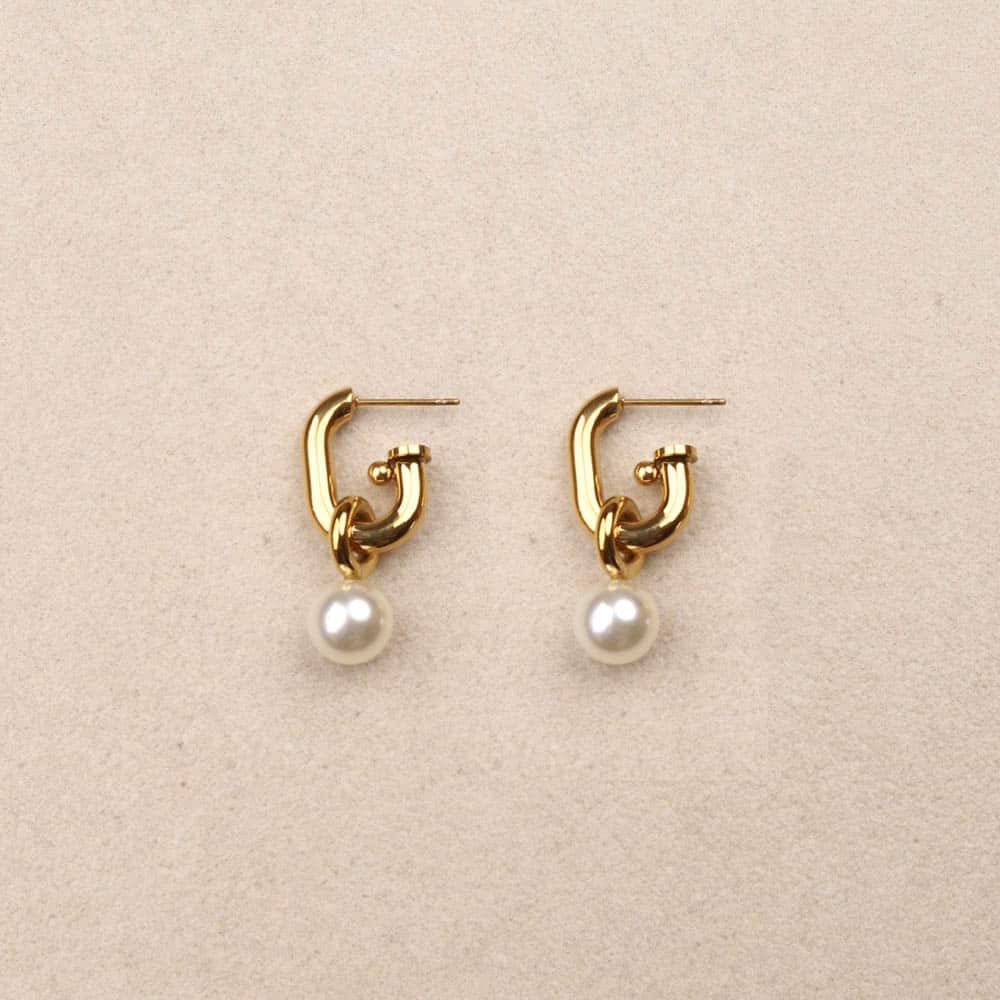 Orizie Geometry Pearl Earrings
