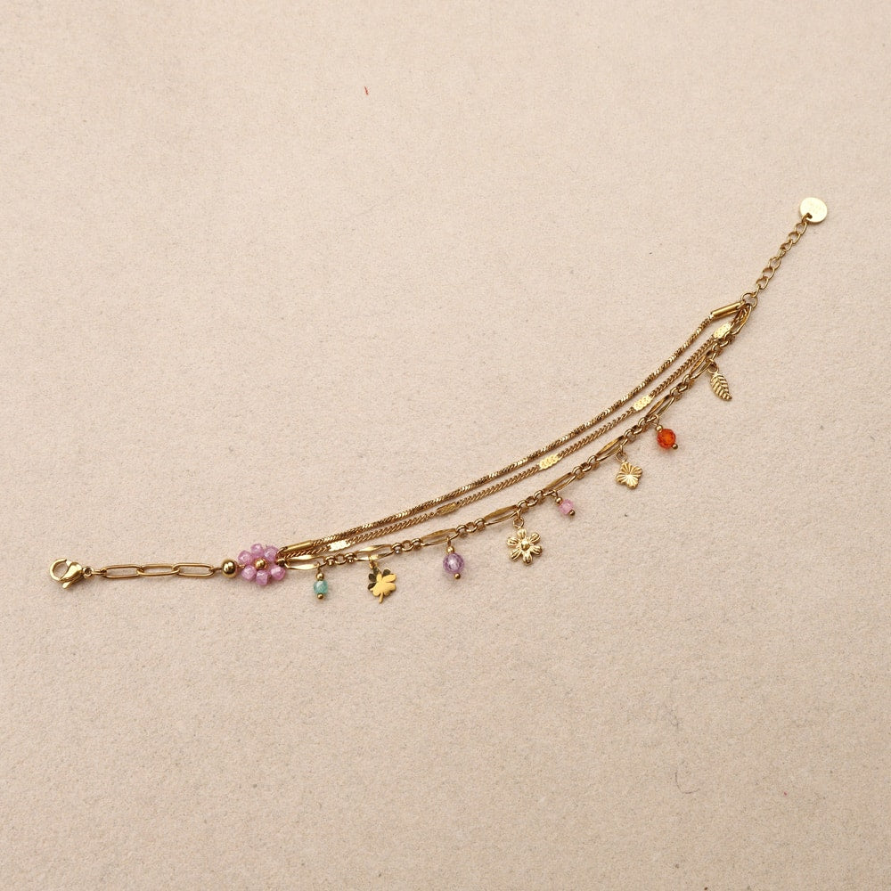 Thaleis Flower Triple Row Bracelet