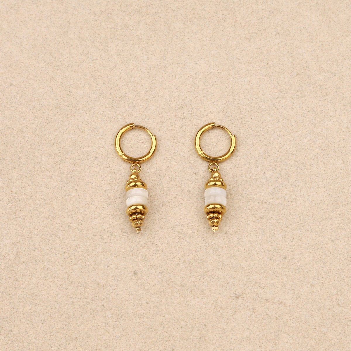 Eleora Stone Discs Drop Earrings