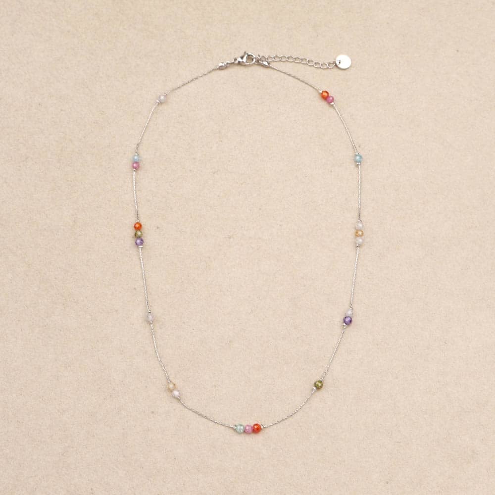 Biba Crystal Beads Silver Necklace