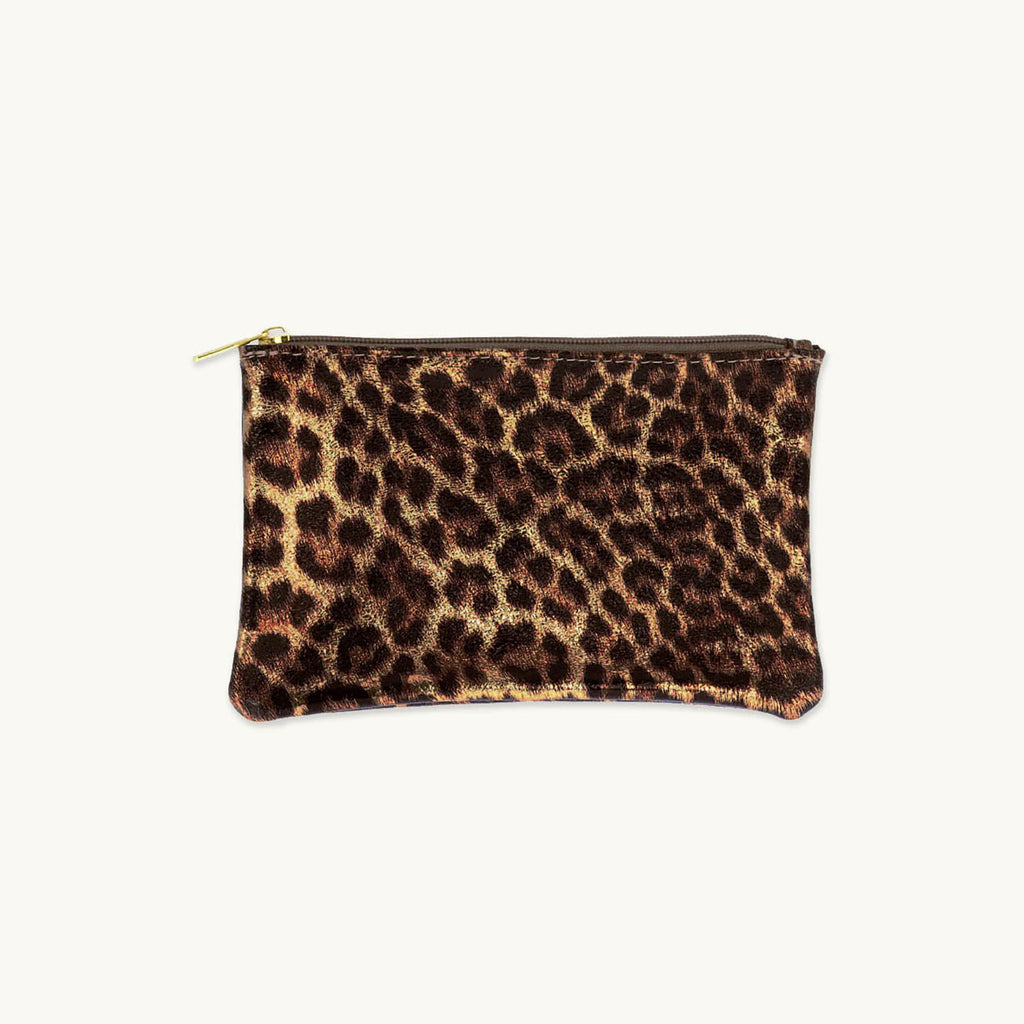 Leopard Metallic Zip Pouch L Size
