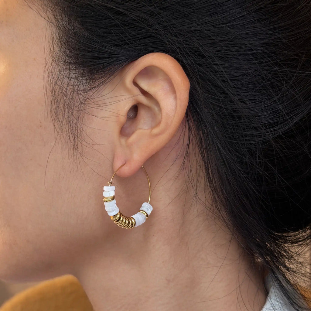 Les Cleias Ashe Mother Of Pearls Hoop Earring