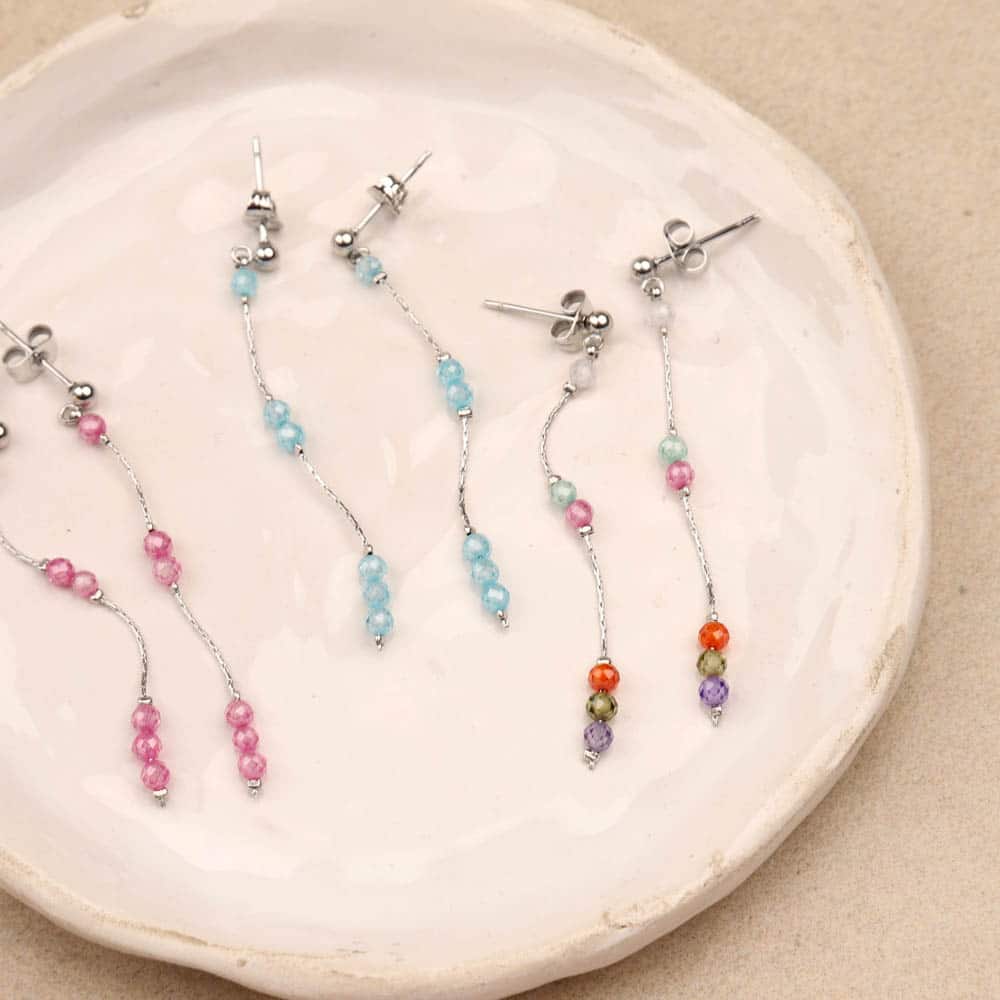 Les Cleias Biba Drop Chain Silver Earrings
