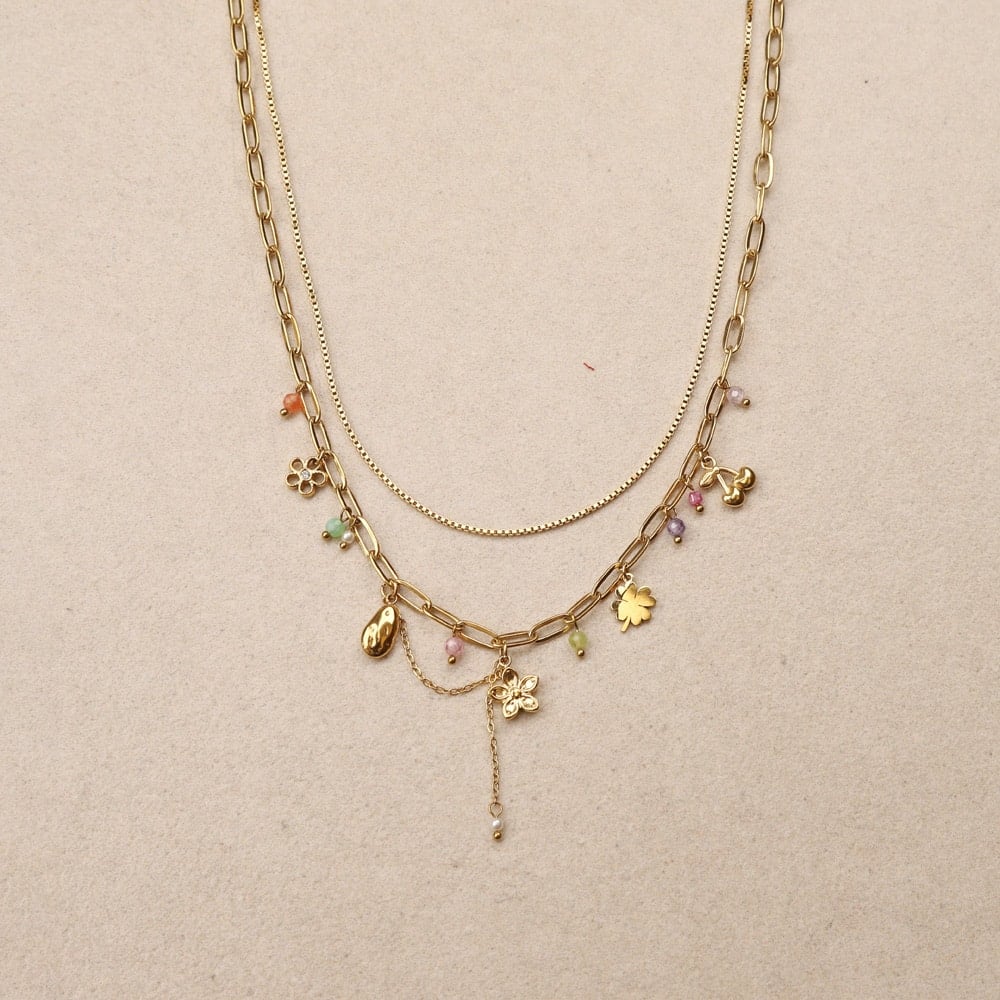 Les Cleias Double-row Flowers Necklace