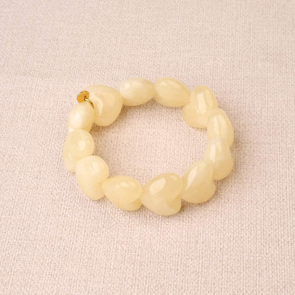 Les Cleias Heart Resin Elastic Bracelet beige