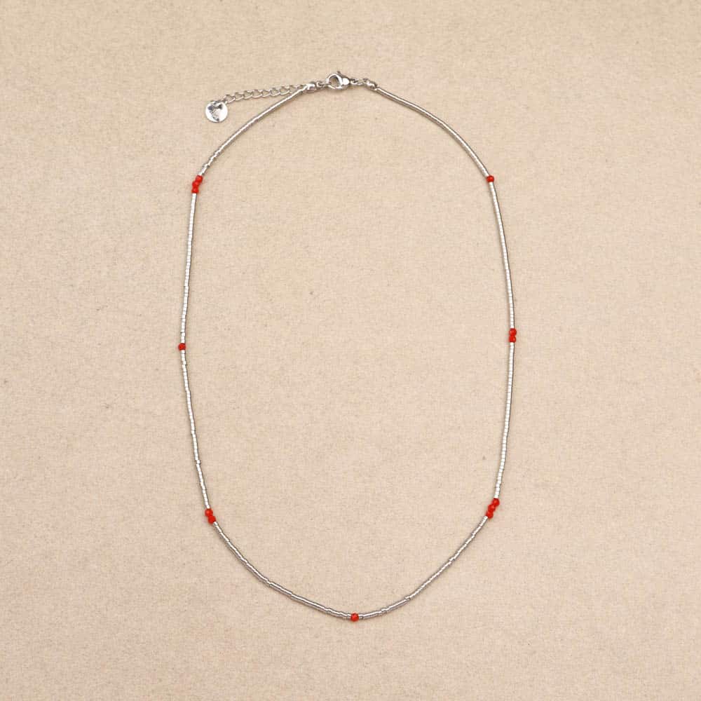 Les Cleias Linais Silver beads Coral Necklace