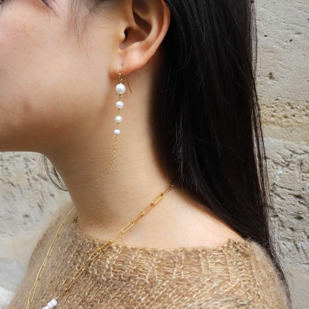 Les Cleias Syliane freshwater pearls chain Earrings