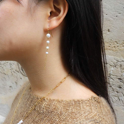 Les Cleias Syliane freshwater pearls chain Earrings
