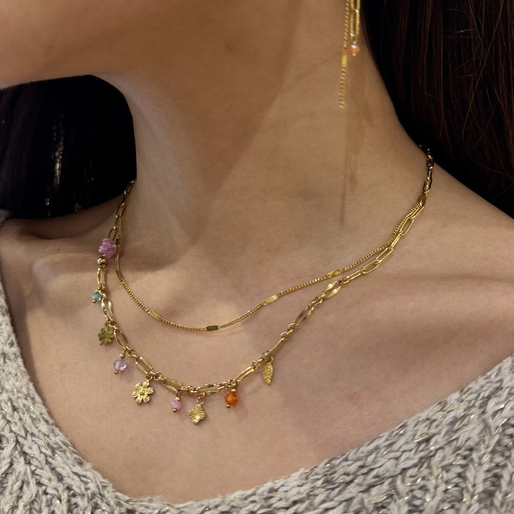 Les Cleias Thaleis Flower Double Row Necklace