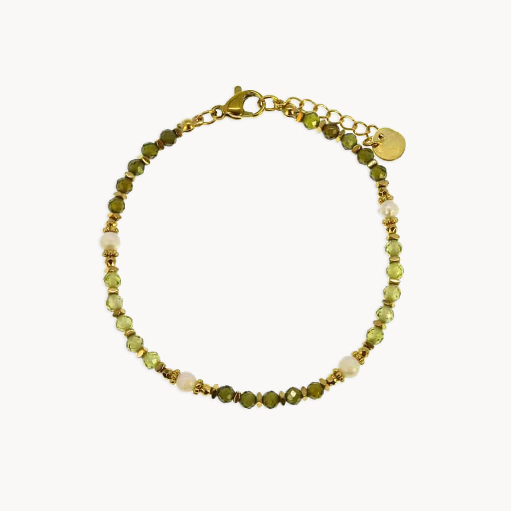Les Cleias khaki crystal freshwater pearl bracelet