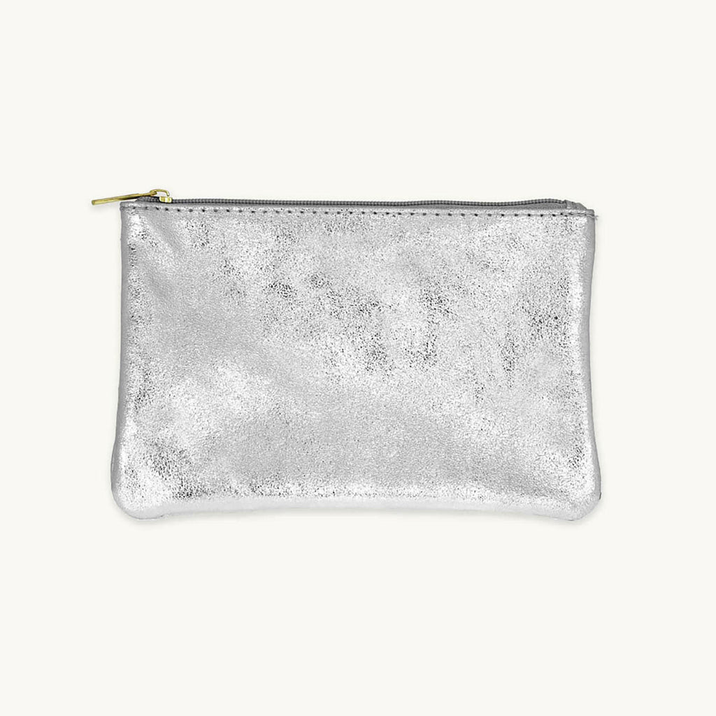 Light Silver Metallic Zip Pouch L Size