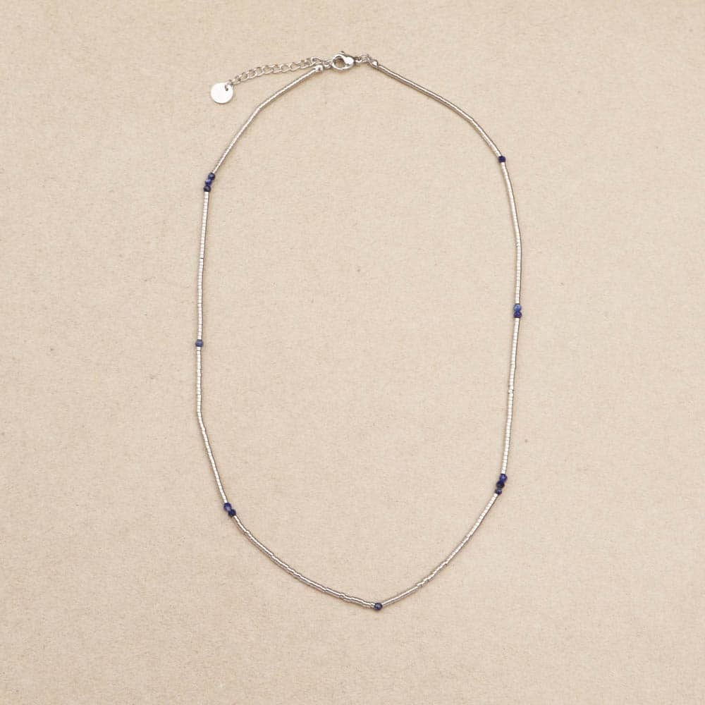 Linais Silver Beads Lapis lazuli Necklace