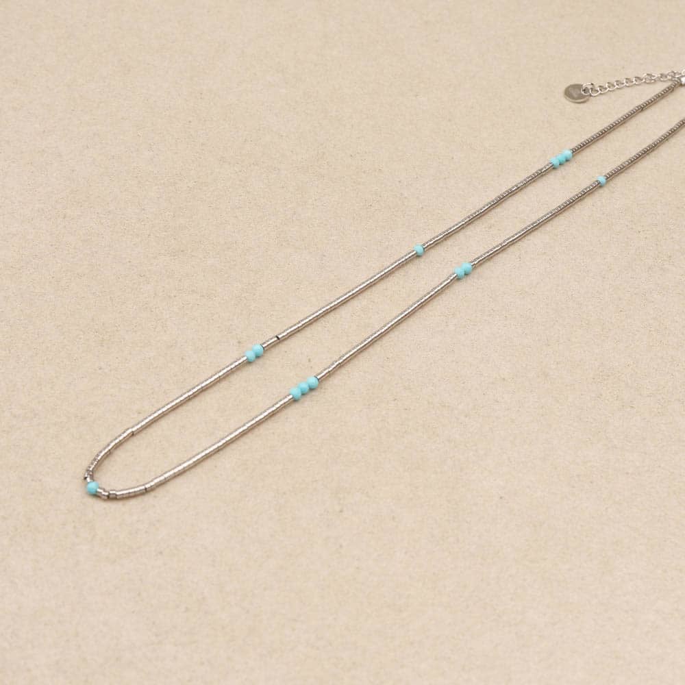 Linais Silver Beads Turquoise Necklace