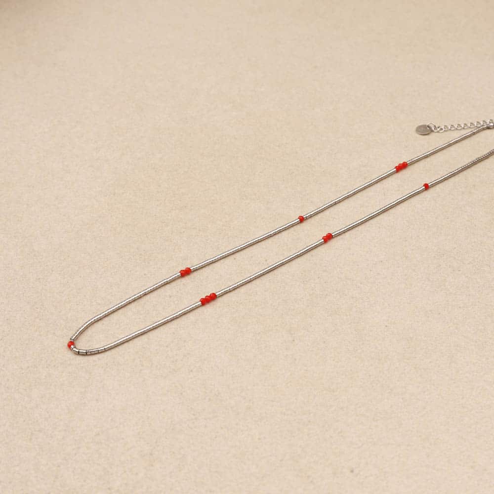 Linais Silver beads Coral Necklace