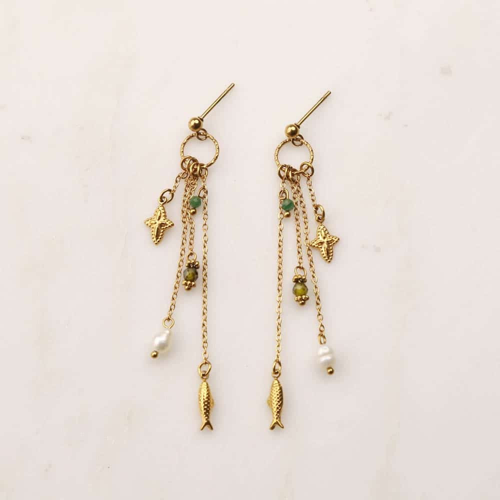 Loriane fish lunck charm green Earrings