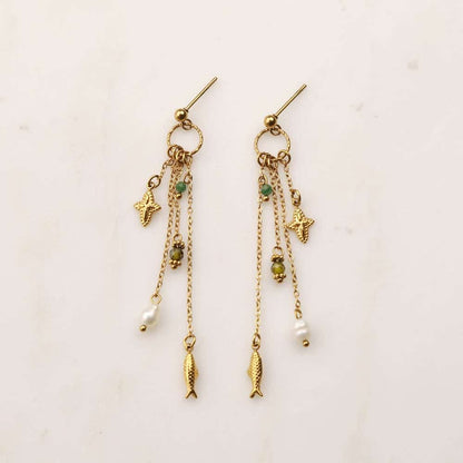 Loriane fish lunck charm green Earrings