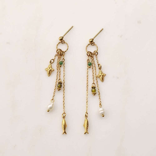 Loriane fish lunck charm green Earrings