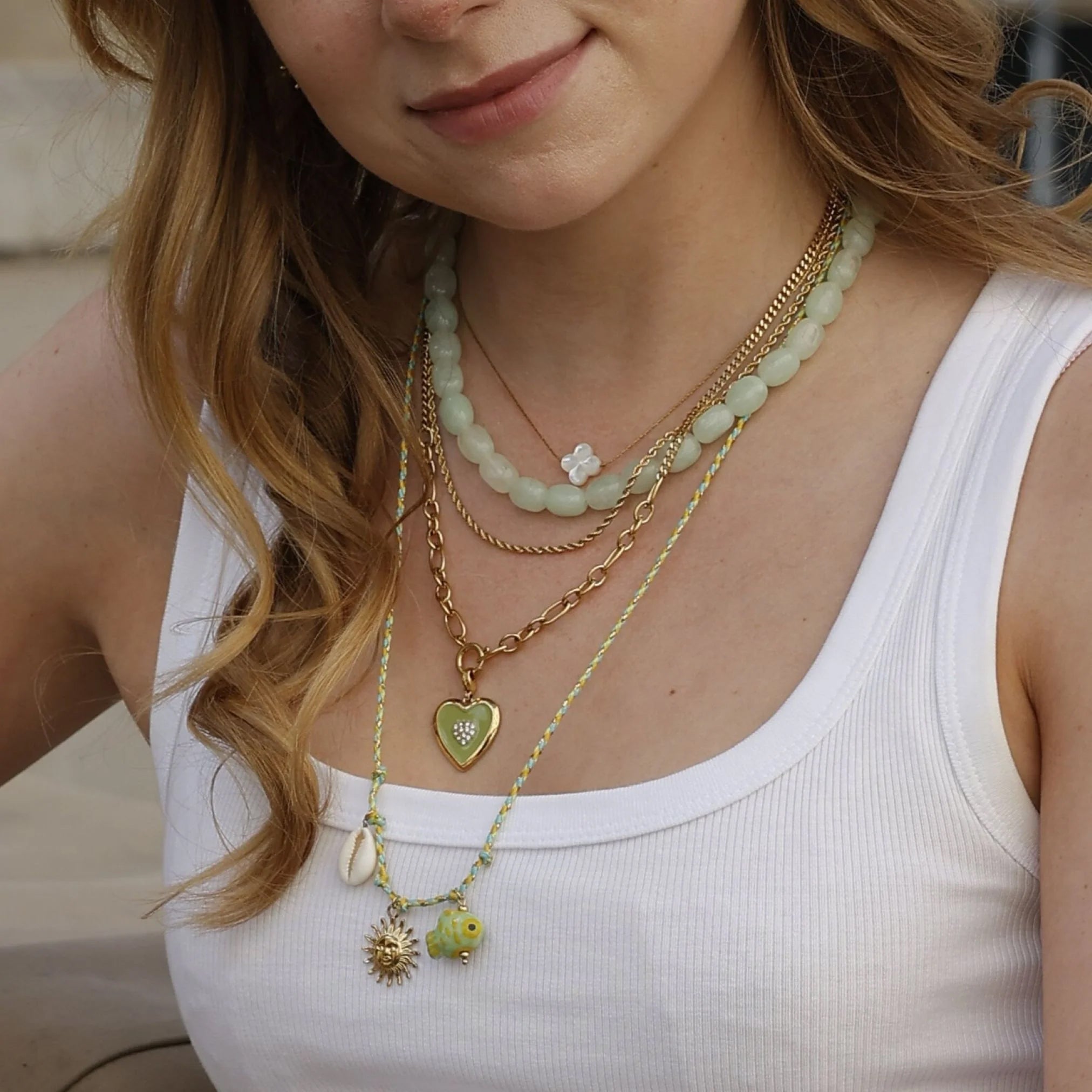 Oliviane Green Heart Necklace