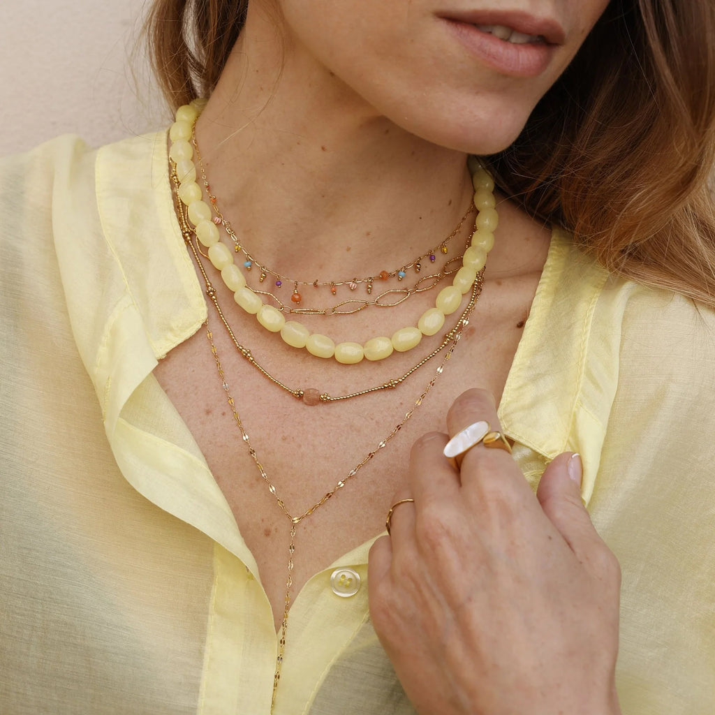 Layana Strings Of Beads 1 Stone Necklace