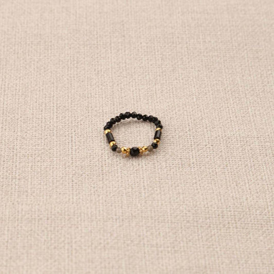 Mandana gemstones elastic ring Black
