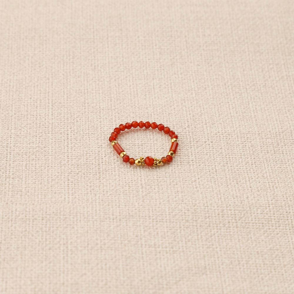 Mandana gemstones elastic ring Red