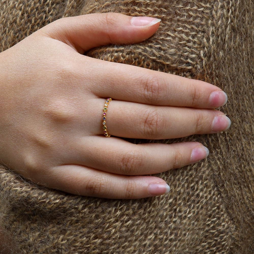 Marielle Multicolored Rhinestones Ring Les Cleias