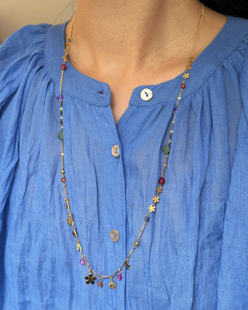 Marivane Multi Flower Beads Long Necklace