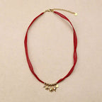 Marivelle Red Charms Fabric Necklace