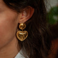 Elivra XXL hammered Heart Earrings