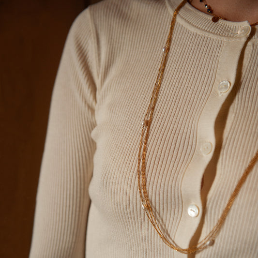 Liorine Triple Chains Pearl Long Necklace