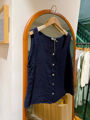 Nais Square neck non-slv linen TOP