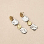 Naeline alternating gold silver Earrings Les Cleias