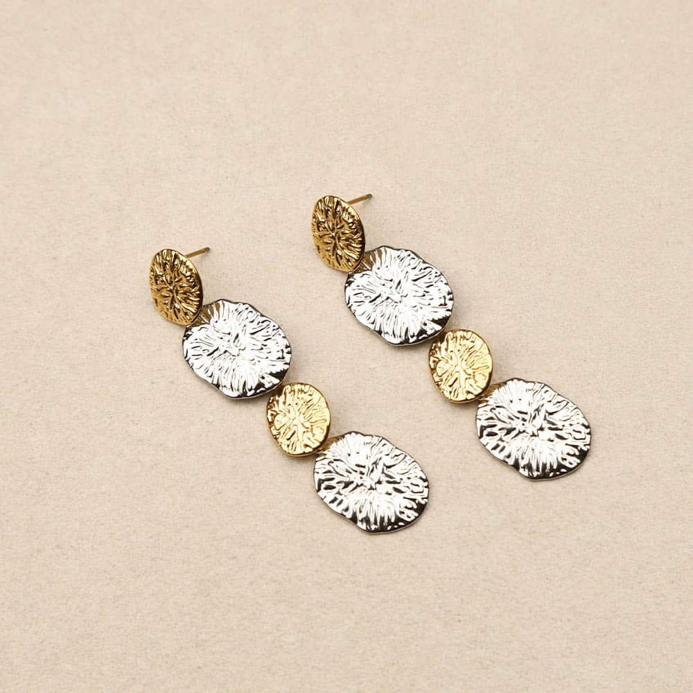 Naeline alternating gold silver Earrings Les Cleias
