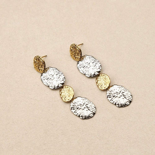 Naeline alternating gold silver Earrings Les Cleias