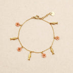 Nelie Fish & Flower Bracelet Pink opal