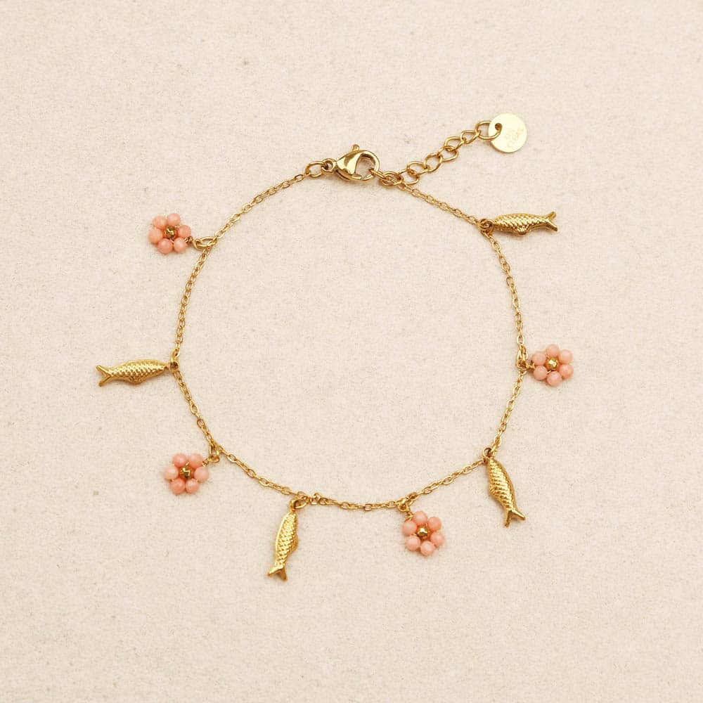 Nelie Fish & Flower Bracelet Pink opal