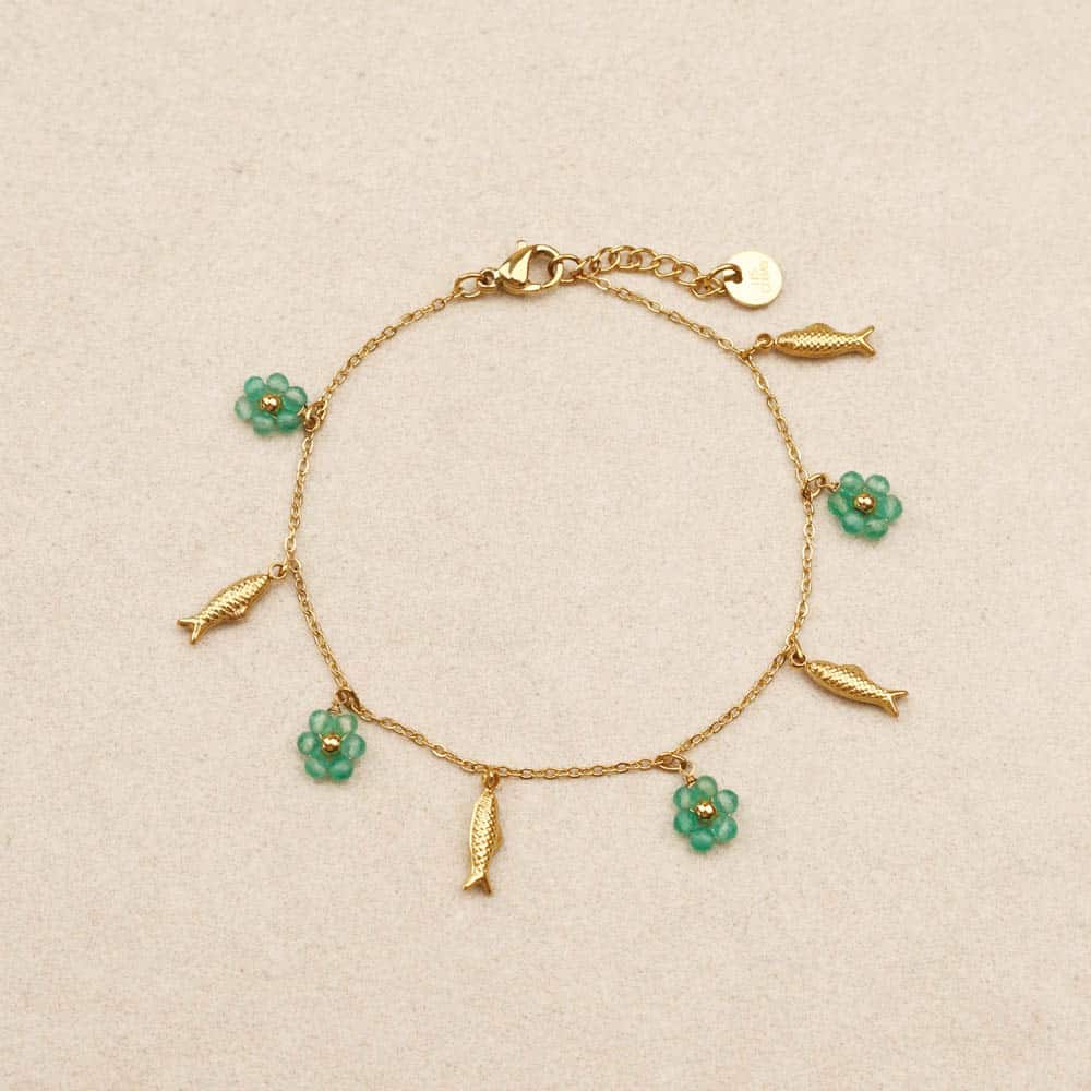 Nelie Fish & Flower Green fluorite