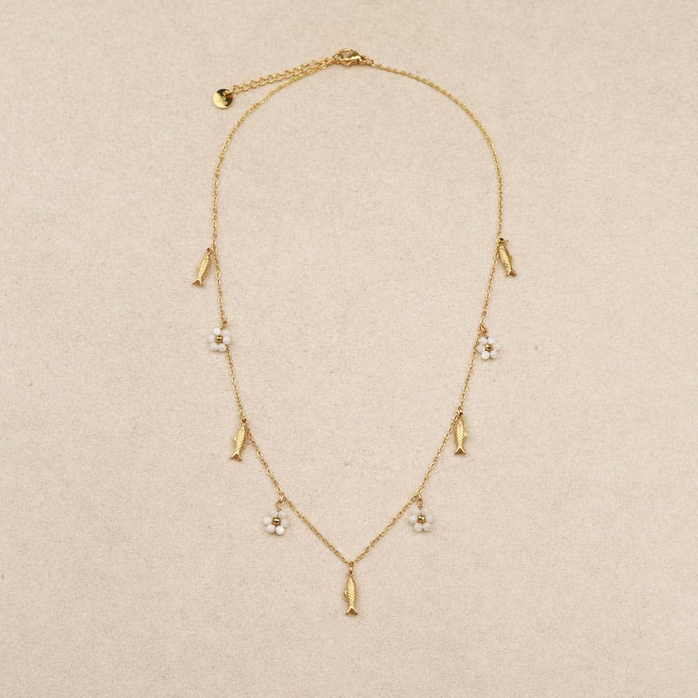 Nelie Fish & Flower Necklace Mother of pearl
