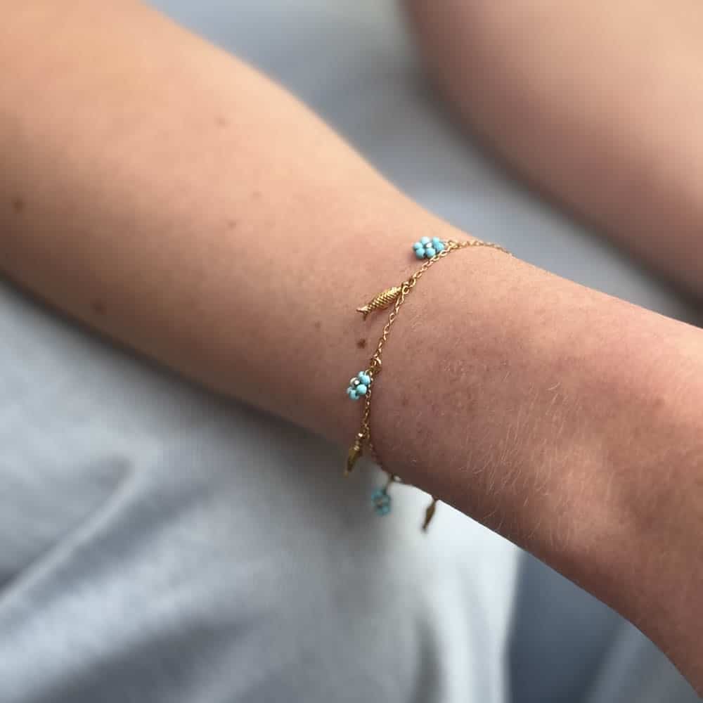 Nelie Fish & Flower bracelets Turquoise
