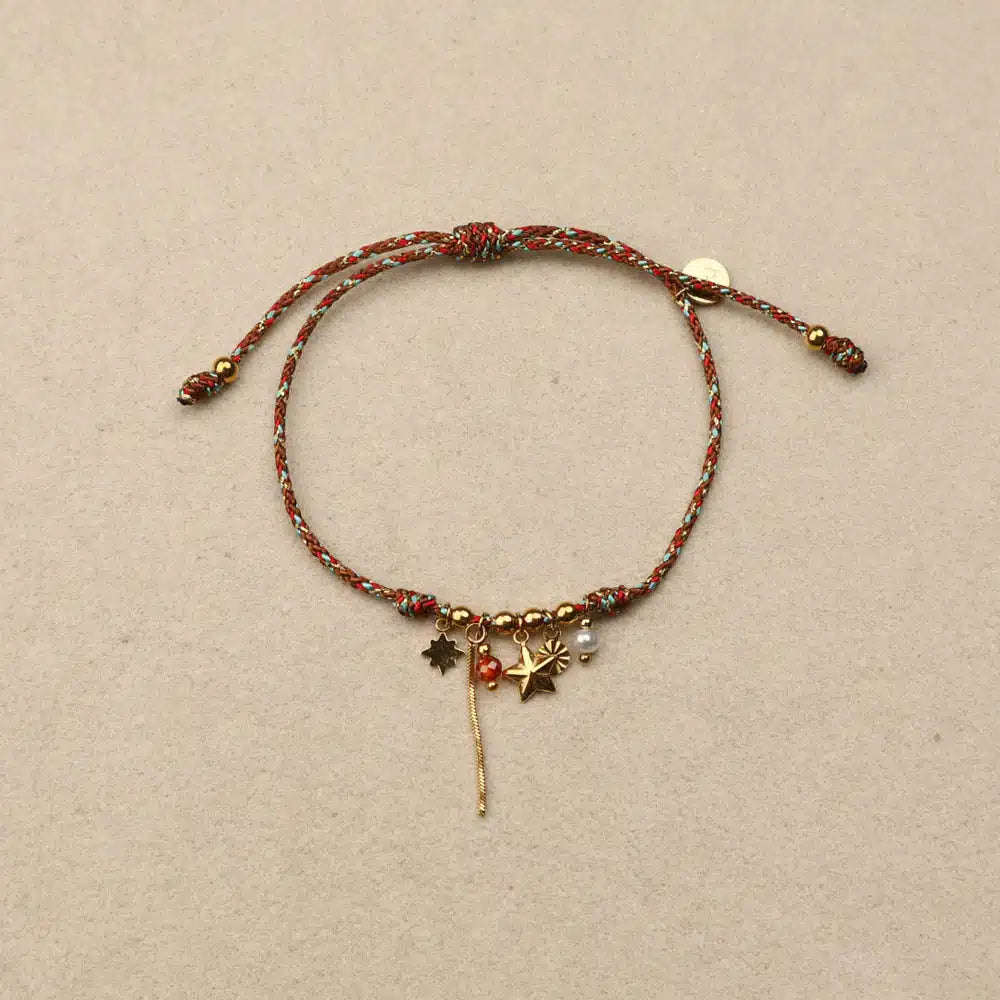 Neline star lurex woven drawstring Bracelet