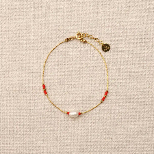 Nephis Pearl Red Miyuki bead Bracelet