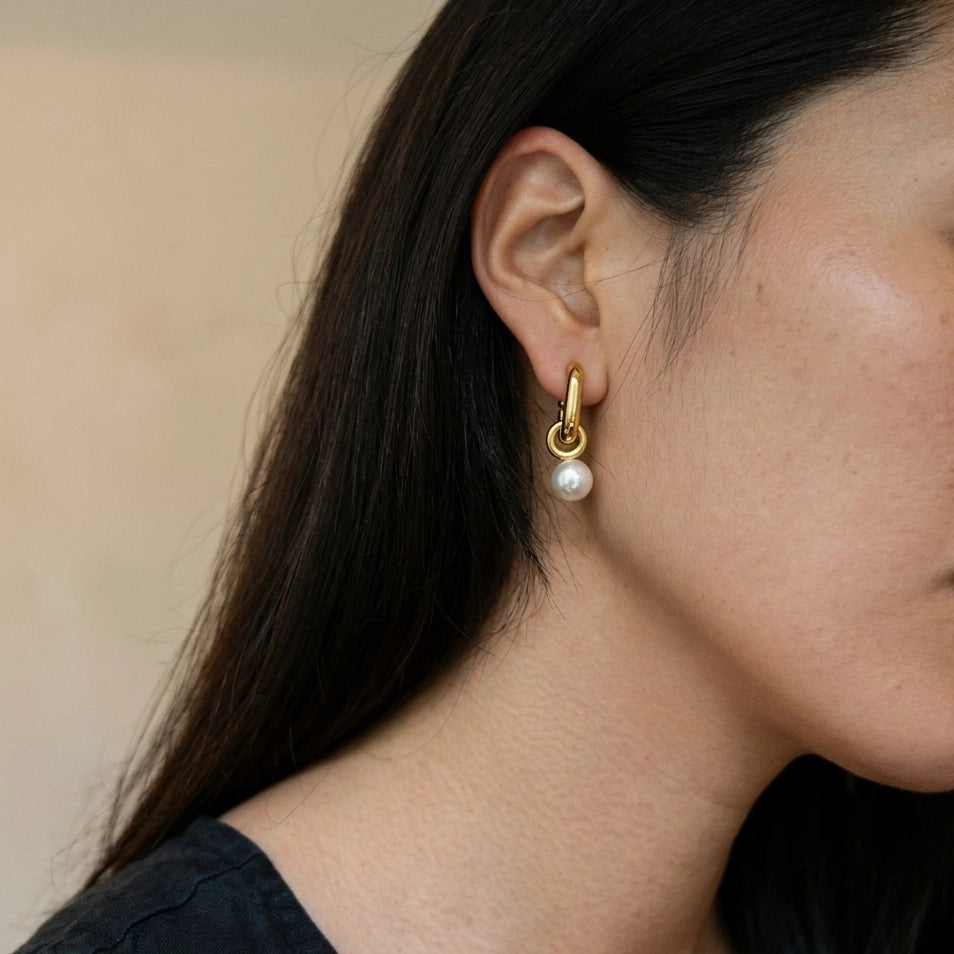 Orizie Geometry Pearl Earrings